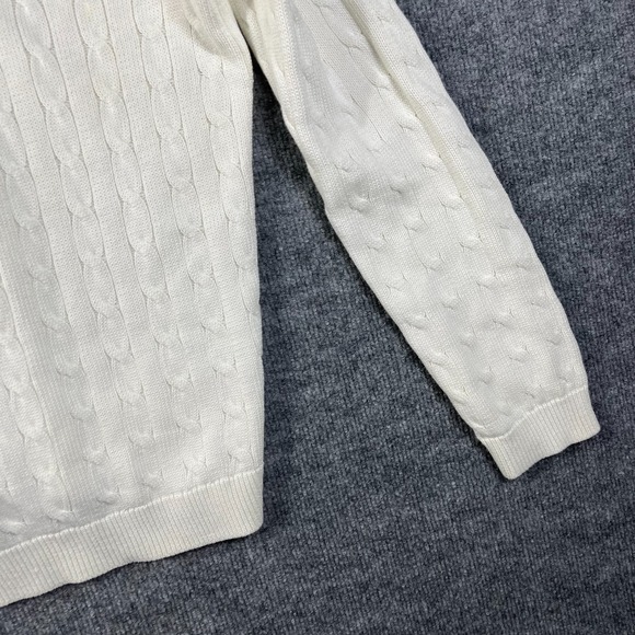 LRL Ralph Lauren Active Cable-Knit Cardigan Women's Ivory Button Sweater - XL - Picture 10 of 13